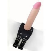 Черный узкий пояс на бедро с телесной насадкой - LOVETOY (А-Полимер) - купить с доставкой в Мытищах