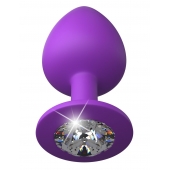 Фиолетовая анальная пробка со стразом Her Little Gem Large Plug - 9,5 см. - Pipedream - купить с доставкой в Мытищах