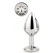 Серебристая анальная втулка с прозрачным кристаллом - 7,1 см. - Dream Toys - купить с доставкой в Мытищах