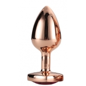 Золотистая анальная втулка с кристаллом-сердечком розового цвета - 7,1 см. - Dream Toys - купить с доставкой в Мытищах