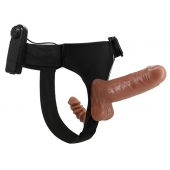 Страпон с вагинальной пробкой и вибрацией Ultra Passionate Harness - 16 см. - Baile - купить с доставкой в Мытищах