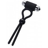 Черное эрекционное лассо Ect с виброэлементом - A-toys - в Мытищах купить с доставкой