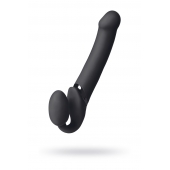 Черный безремневой вибрострапон Vibrating Bendable Strap-On L - Strap-on-me - купить с доставкой в Мытищах