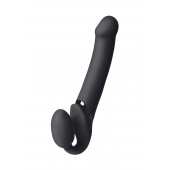 Черный безремневой вибрострапон Vibrating Bendable Strap-On L - Strap-on-me - купить с доставкой в Мытищах