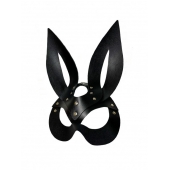 Черная кожаная маска зайки Miss Bunny - БДСМ Арсенал - купить с доставкой в Мытищах