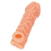 Телесная закрытая насадка с венками Cock Sleeve Size M - 15,6 см. - KOKOS - в Мытищах купить с доставкой