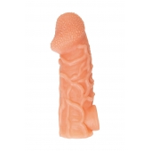 Телесная закрытая насадка с венками Cock Sleeve Size L - 17,6 см. - KOKOS - в Мытищах купить с доставкой