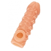 Телесная закрытая насадка с пучками шишечек Cock Sleeve Size M - 15,6 см. - KOKOS - в Мытищах купить с доставкой
