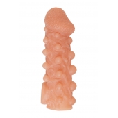 Телесная закрытая насадка с шариками Cock Sleeve Size M - 15,6 см. - KOKOS - в Мытищах купить с доставкой