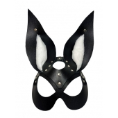 Черная маска зайки с белым мехом на ушках Miss Bunny - БДСМ Арсенал - купить с доставкой в Мытищах