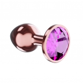 Пробка цвета розового золота с лиловым кристаллом Diamond Quartz Shine L - 8,3 см. - Lola Games - купить с доставкой в Мытищах
