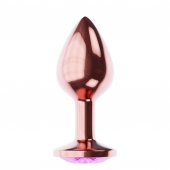 Пробка цвета розового золота с лиловым кристаллом Diamond Quartz Shine L - 8,3 см. - Lola Games - купить с доставкой в Мытищах