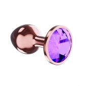 Пробка цвета розового золота с фиолетовым кристаллом Diamond Amethyst Shine L - 8,3 см. - Lola Games - купить с доставкой в Мытищах
