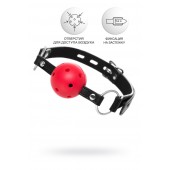 Красный кляп-шар на черных ремешках - ToyFa - купить с доставкой в Мытищах