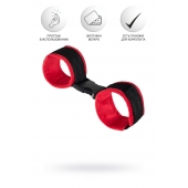 Красно-черные велюровые наручники Anonymo - ToyFa - купить с доставкой в Мытищах