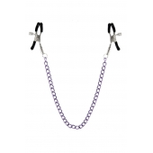 Зажимы для сосков с фиолетовой цепочкой Sweet Caress Nipple Chain - Sweet Caress - купить с доставкой в Мытищах
