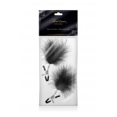Зажимы на соски с черными пуховыми кисточками Sweet Caress Feather Nipple Clumps - Sweet Caress - купить с доставкой в Мытищах
