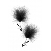 Зажимы на соски с черными пуховыми кисточками Sweet Caress Feather Nipple Clumps - Sweet Caress - купить с доставкой в Мытищах