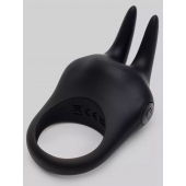Черное эрекционное виброкольцо Sensation Rechargeable Vibrating Rabbit Love Ring - Fifty Shades of Grey - в Мытищах купить с доставкой