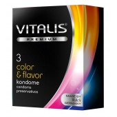 Цветные ароматизированные презервативы VITALIS PREMIUM color   flavor - 3 шт. - Vitalis - купить с доставкой в Мытищах