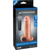 Телесная вибронасадка с кольцом  Vibrating Real Feel 1 Extension - 14 см. - Pipedream - в Мытищах купить с доставкой