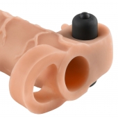 Телесная вибронасадка с кольцом Vibrating Real Feel 2 Extension - 16 см. - Pipedream - в Мытищах купить с доставкой