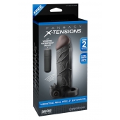 Чёрная вибронасадка с кольцом Vibrating Real Feel 2 Extension - 16 см. - Pipedream - в Мытищах купить с доставкой