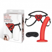 Красный поясной фаллоимитатор Red Heart Strap on Harness   5in Dildo Set - 12,25 см. - Lux Fetish - купить с доставкой в Мытищах