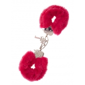 Металлические наручники с красной меховой опушкой METAL HANDCUFF WITH PLUSH RED - Dream Toys - купить с доставкой в Мытищах