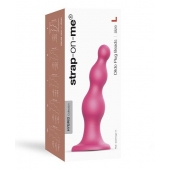 Розовая насадка Strap-On-Me Dildo Plug Beads size L - Strap-on-me - купить с доставкой в Мытищах