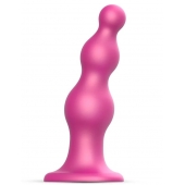 Розовая насадка Strap-On-Me Dildo Plug Beads size L - Strap-on-me - купить с доставкой в Мытищах