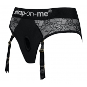 Черные трусики для насадок Diva Lingerie Harness - size S - Strap-on-me - купить с доставкой в Мытищах