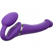 Фиолетовый безремневой вибрострапон Silicone Bendable Strap-On - size M - Strap-on-me - купить с доставкой в Мытищах