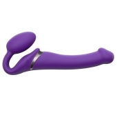 Фиолетовый безремневой вибрострапон Silicone Bendable Strap-On - size M - Strap-on-me - купить с доставкой в Мытищах