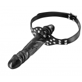 Черный кляп-фаллоимитатор Double Penis Gag - Fetish Tentation - купить с доставкой в Мытищах