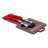 Металлические зажимы на соски с красными замшевыми кисточками - Crazy Handmade - купить с доставкой в Мытищах