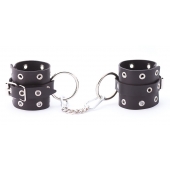 Черные кожаные наручники с люверсами - Crazy Handmade - купить с доставкой в Мытищах