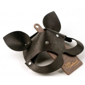 Черная кожаная маска  Кошка  с маленькими ушками - Crazy Handmade - купить с доставкой в Мытищах