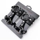 Черные наручники с креплением на кисть руки - Crazy Handmade - купить с доставкой в Мытищах
