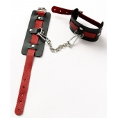 Черные оковы с красным декором и заклепками - Crazy Handmade - купить с доставкой в Мытищах