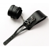 Черные кожаные оковы с креплением в виде веревочек - Crazy Handmade - купить с доставкой в Мытищах