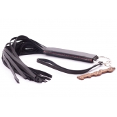 Черная кожаная плеть с удобной ручкой - 50 см. - Crazy Handmade - купить с доставкой в Мытищах