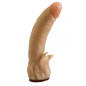 Телесная гелевая насадка-фаллос с клиторальными лепестками - 18,5 см. - LOVETOY (А-Полимер) - купить с доставкой в Мытищах