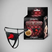 Черные кожаные универсальные трусики со штырьком для насадок и вырезом - Sitabella - купить с доставкой в Мытищах