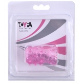 Розовая рельефная насадка на пенис - Toyfa Basic - в Мытищах купить с доставкой