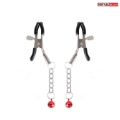 Серебристые зажимы на соски с шариками на цепочках - Notabu - купить с доставкой в Мытищах