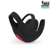 Черная вибронасадка на пенис и мошонку Sex Expert - Sex Expert - в Мытищах купить с доставкой
