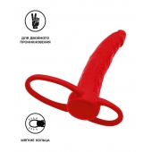 Красная насадка на пенис для двойного проникновения Black Red - 16,5 см. - ToyFa - купить с доставкой в Мытищах