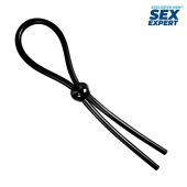 Черное силиконовое лассо с шариком для утяжки - Sex Expert - в Мытищах купить с доставкой