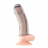 Текстурированная насадка на пенис Clear Textured Penis Enhancing Sleeve Extension - 16,5 см. - BlueLine - в Мытищах купить с доставкой